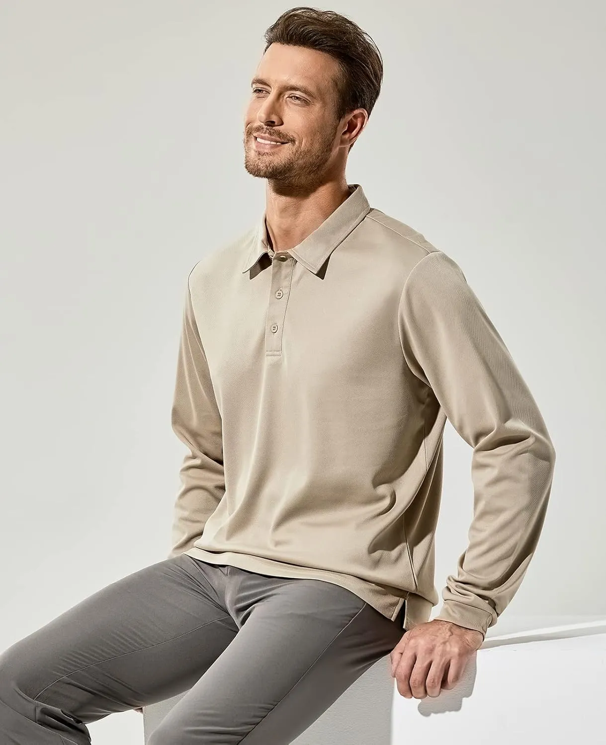 MIER Men's Quick Dry Polo Shirts Polyester Casual Collared Shirts Short Sleeve, Moisture-Wicking, Sun Protection