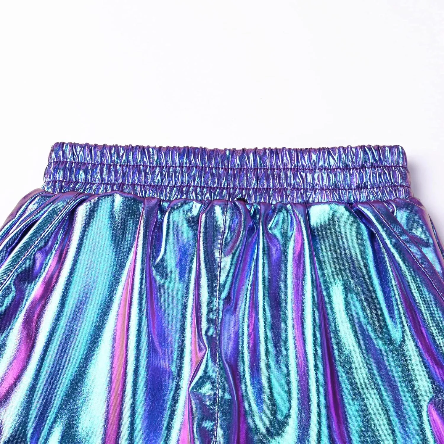 Mirawise Girls Metallic Shorts Shiny Hot Pants Sparkly Dance Outfits Short Pants with Sunglasses