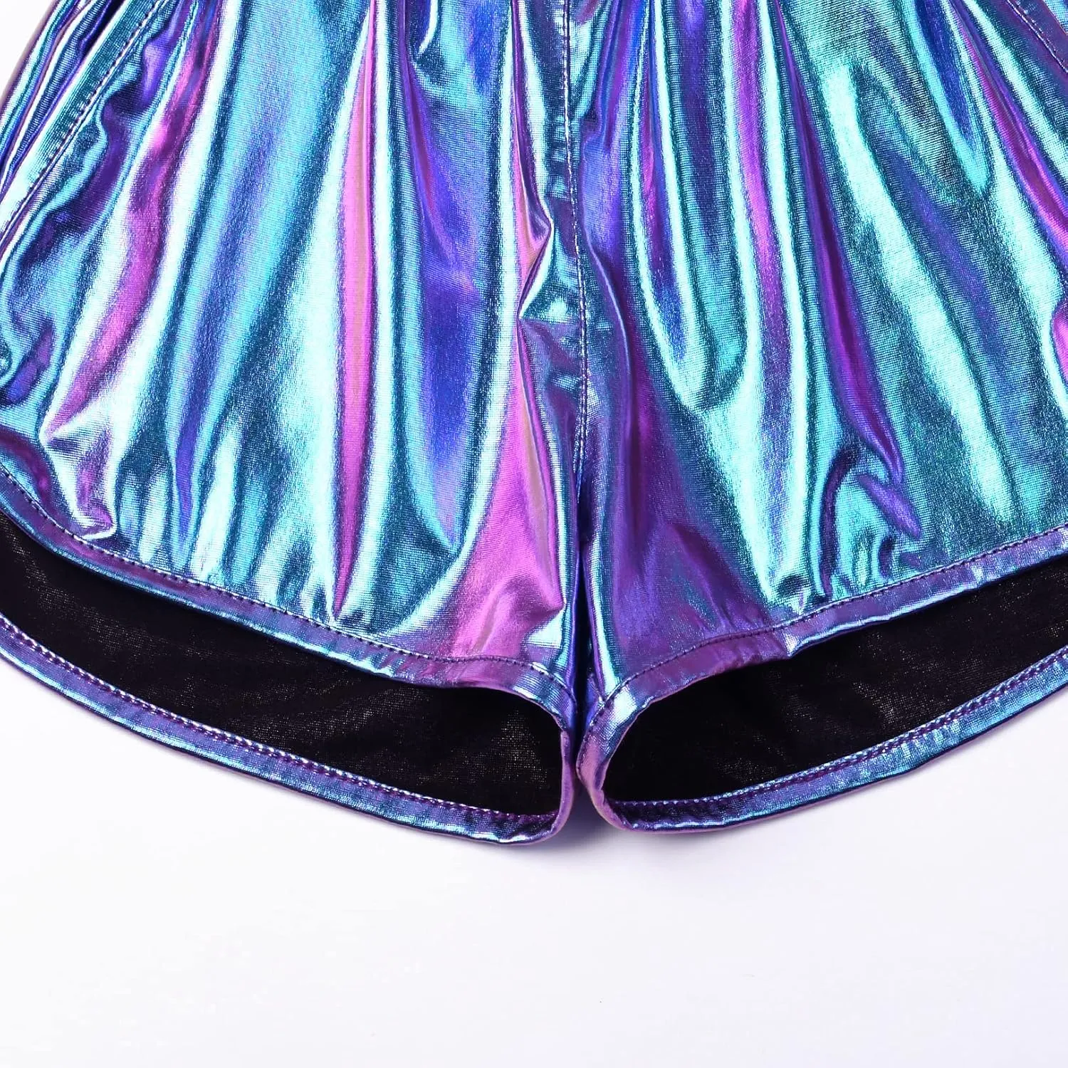 Mirawise Girls Metallic Shorts Shiny Hot Pants Sparkly Dance Outfits Short Pants with Sunglasses