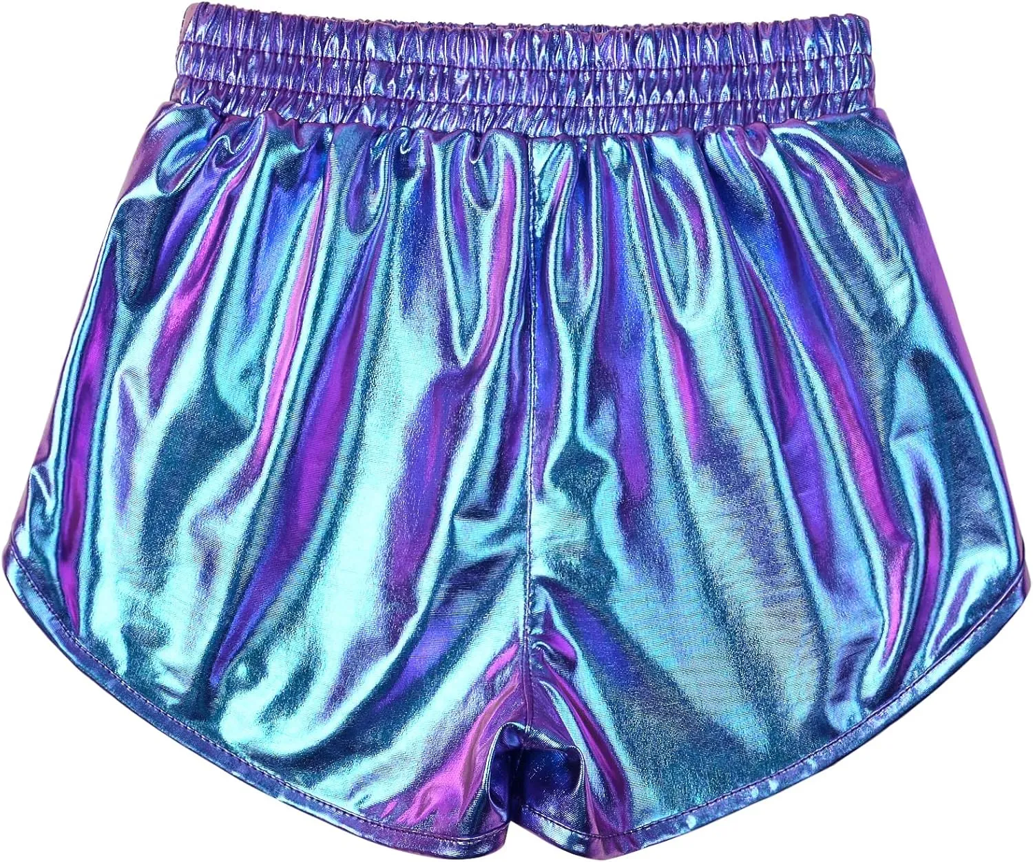 Mirawise Girls Metallic Shorts Shiny Hot Pants Sparkly Dance Outfits Short Pants with Sunglasses