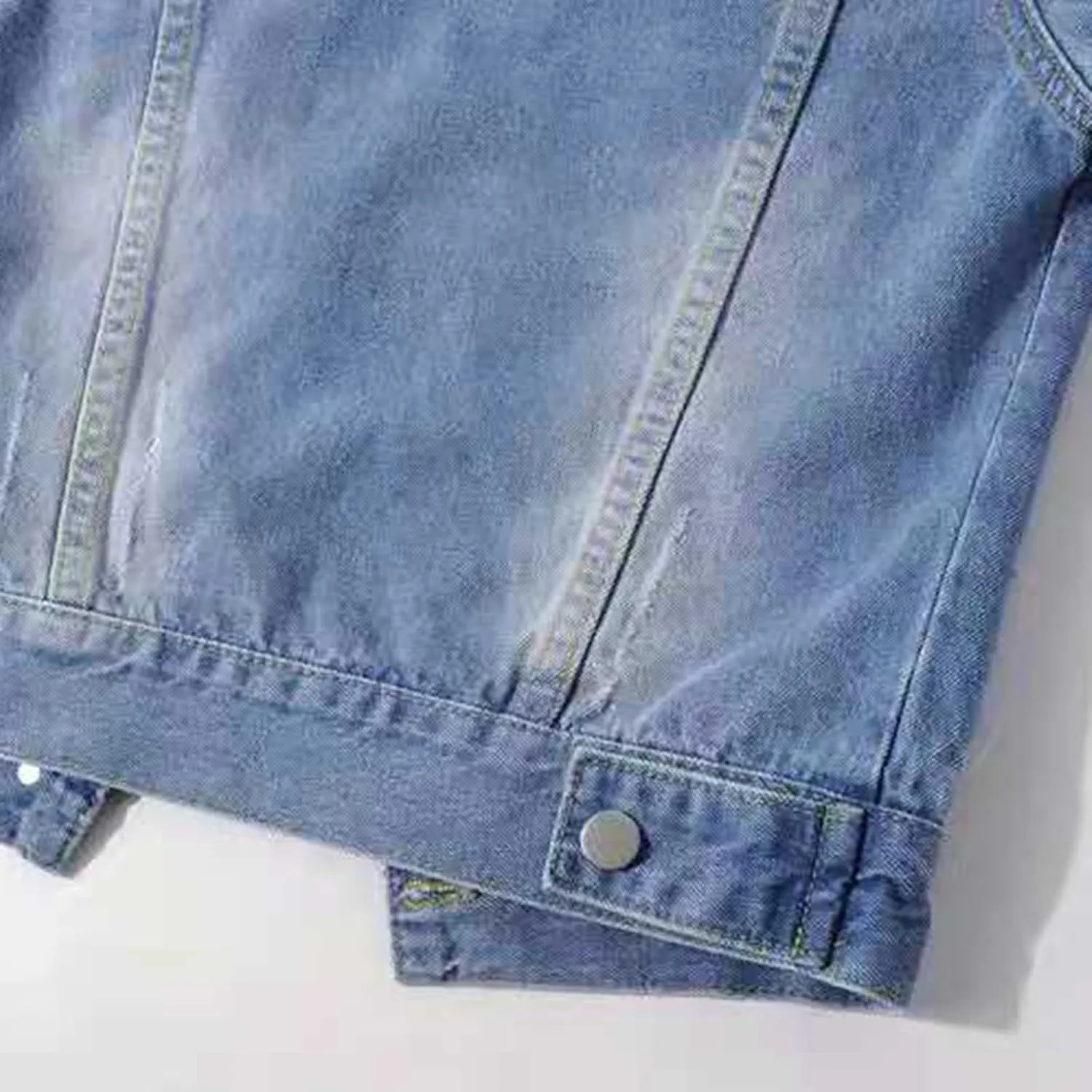 Miyaomn Womens 3/4 Sleeve Short Denim Jacket Lapel Collared Button Down Cropped Jean Jackets Pockets Casual Work Trucker Coat
