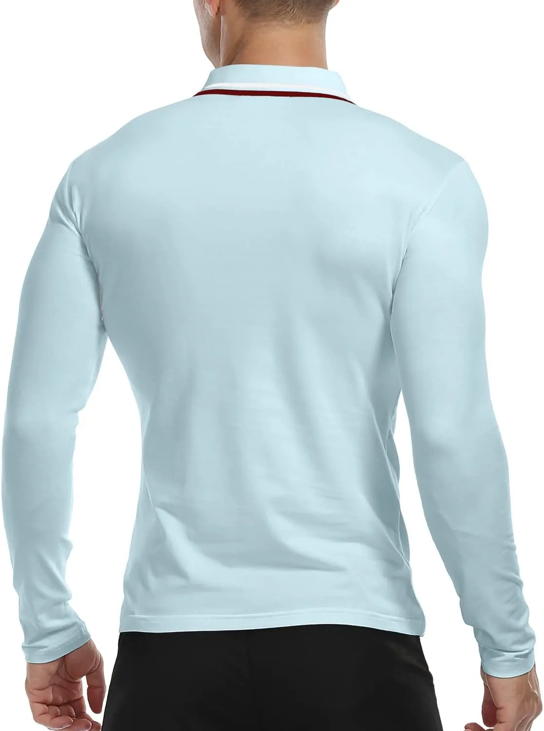 MLANM Men's Polo Regular-Fit Quick-Dry Golf Striped Short Sleeve Collared T-Shirts