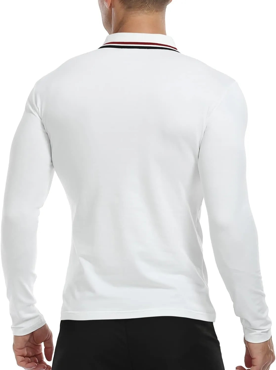 MLANM Men's Polo Regular-Fit Quick-Dry Golf Striped Short Sleeve Collared T-Shirts