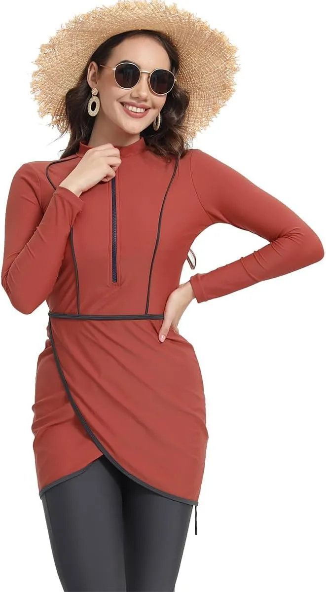 Muslim Swimsuits for Women Long Sleeve Built-in Bra Swimming Tops   Swimming Pants   Hijab Burkini Full Cover Swimwear