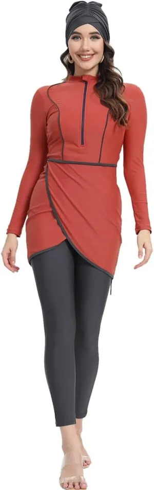 Muslim Swimsuits for Women Long Sleeve Built-in Bra Swimming Tops   Swimming Pants   Hijab Burkini Full Cover Swimwear