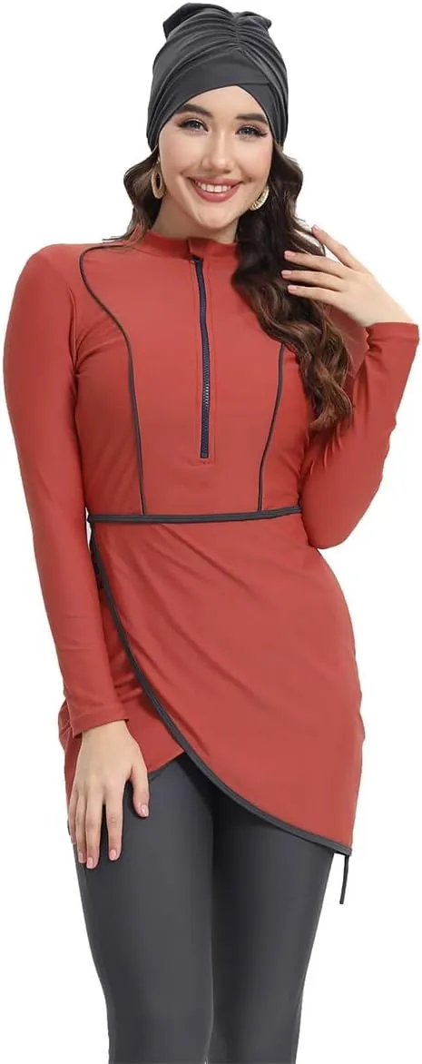 Muslim Swimsuits for Women Long Sleeve Built-in Bra Swimming Tops   Swimming Pants   Hijab Burkini Full Cover Swimwear