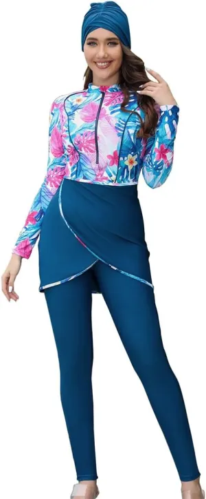 Muslim Swimsuits for Women Long Sleeve Built-in Bra Swimming Tops   Swimming Pants   Hijab Burkini Full Cover Swimwear