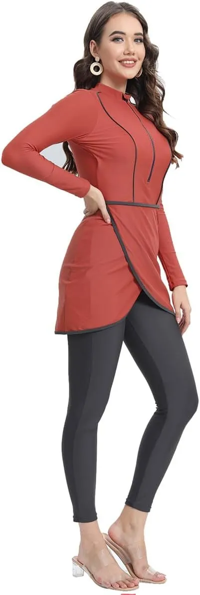 Muslim Swimsuits for Women Long Sleeve Built-in Bra Swimming Tops   Swimming Pants   Hijab Burkini Full Cover Swimwear