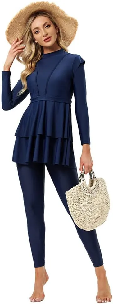 Muslim Swimsuits for Women Long Sleeve Built-in Bra Swimming Tops   Swimming Pants   Hijab Burkini Full Cover Swimwear