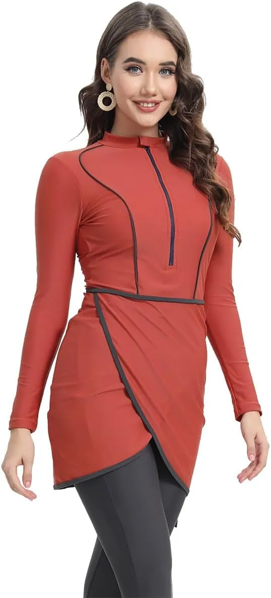 Muslim Swimsuits for Women Long Sleeve Built-in Bra Swimming Tops   Swimming Pants   Hijab Burkini Full Cover Swimwear