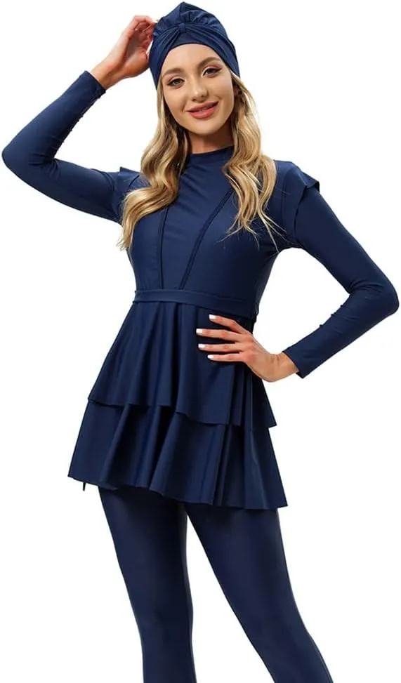 Muslim Swimsuits for Women Long Sleeve Built-in Bra Swimming Tops   Swimming Pants   Hijab Burkini Full Cover Swimwear