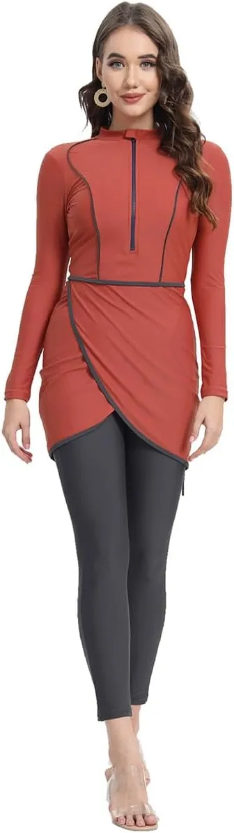 Muslim Swimsuits for Women Long Sleeve Built-in Bra Swimming Tops   Swimming Pants   Hijab Burkini Full Cover Swimwear