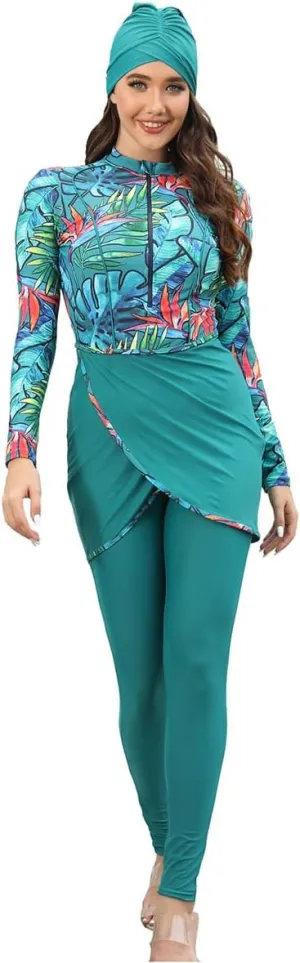 Muslim Swimsuits for Women Long Sleeve Built-in Bra Swimming Tops   Swimming Pants   Hijab Burkini Full Cover Swimwear