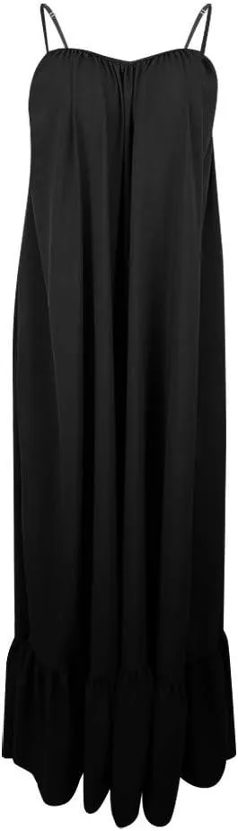 NaRHbrg Plus Size Women's Casual Loose Sundress Long Dress Sleeveless Maxi Dresses Summer Beach Flowy Dress with Pockets