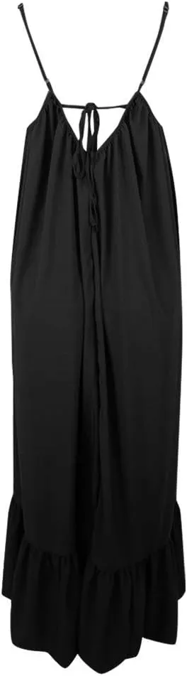 NaRHbrg Plus Size Women's Casual Loose Sundress Long Dress Sleeveless Maxi Dresses Summer Beach Flowy Dress with Pockets