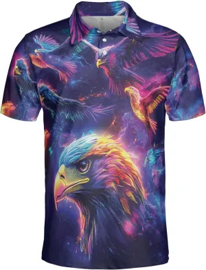 Neon Animal Golf Polo Shirts for Men - Galaxy Space Mens Polo Shirts Short Sleeve Regular Fit Series 131