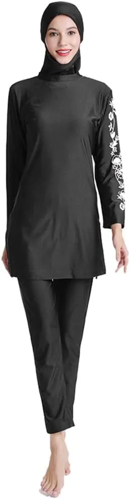 ODIZLI Women Modest Muslim Swimsuit Full Coverage Swimwear Islamic Hijab Swimming Burkini Swim Suit Solid Color