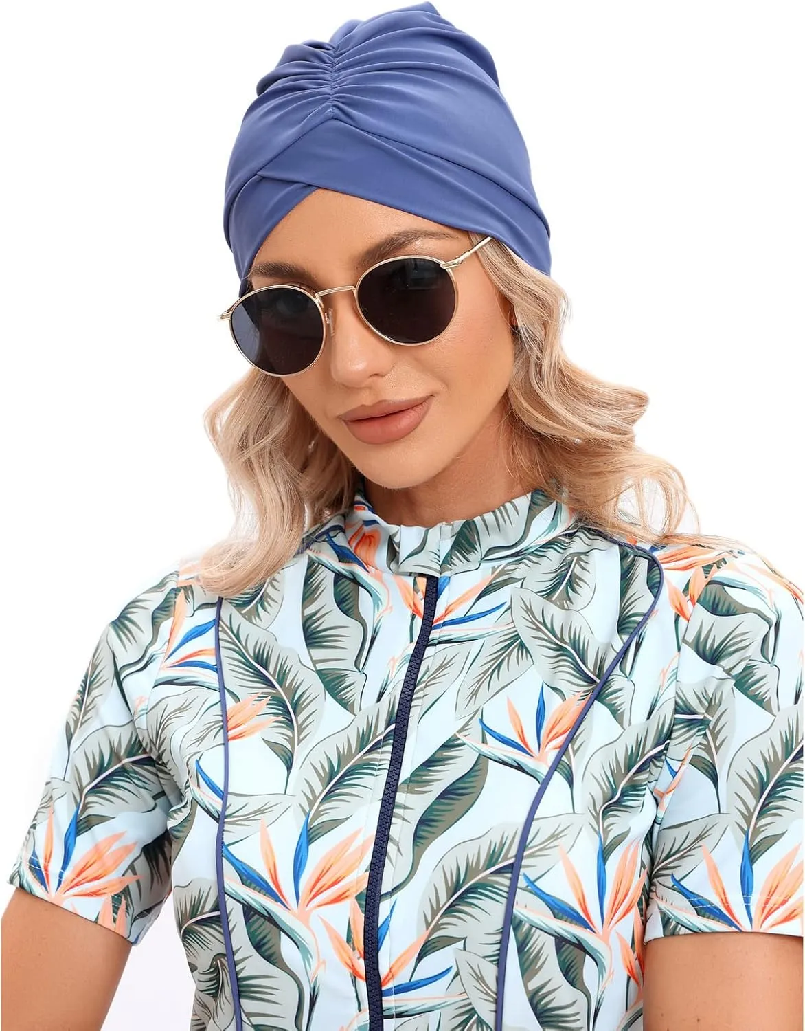 ODIZLI Womens' Swimsuit 3 Pieces Full Cover Hijab Burkini Muslim Swimwear Short Sleeve