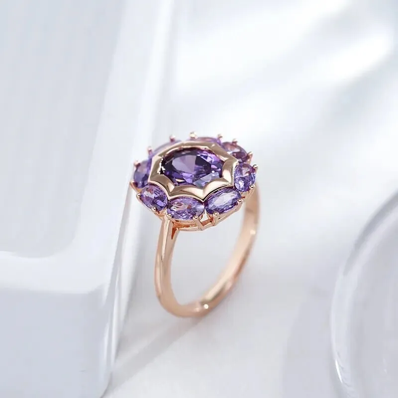 Oval Amethyst Rose Gold Ring