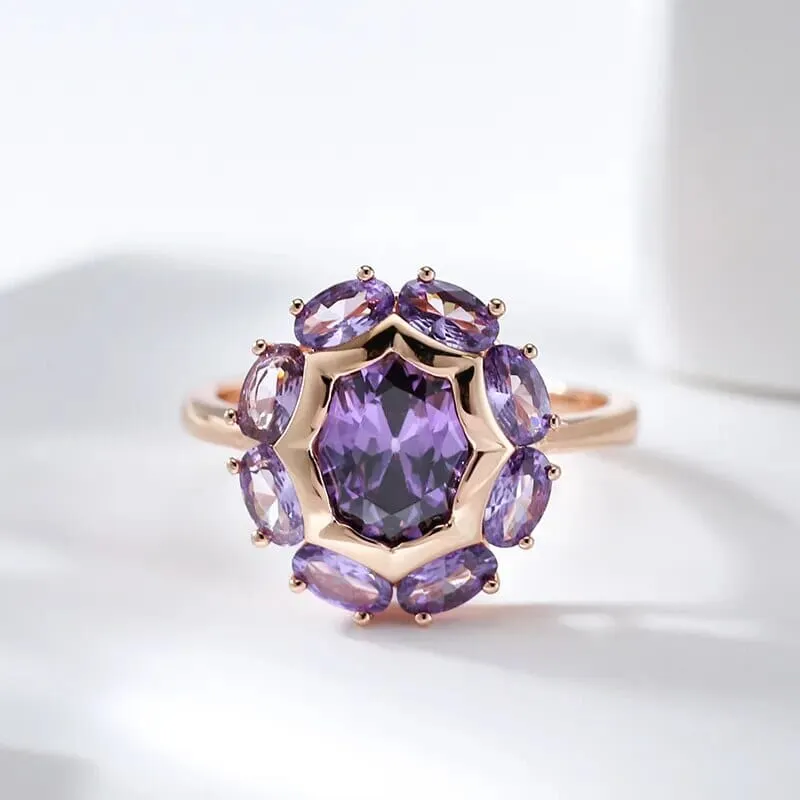 Oval Amethyst Rose Gold Ring