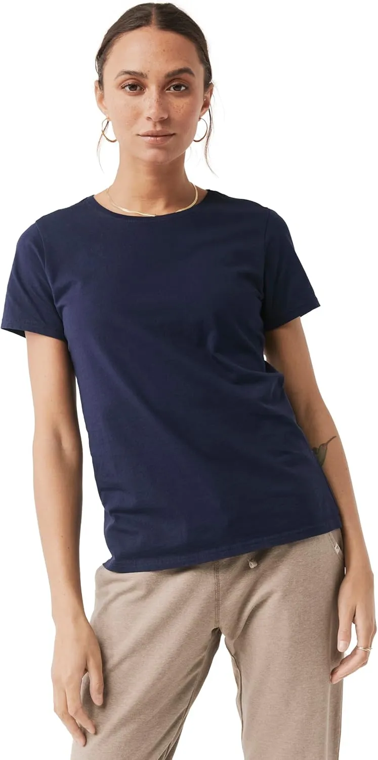 Pact Women's Organic Cotton Softspun Standard Fit Crew Neck T-Shirt, Pack of 5