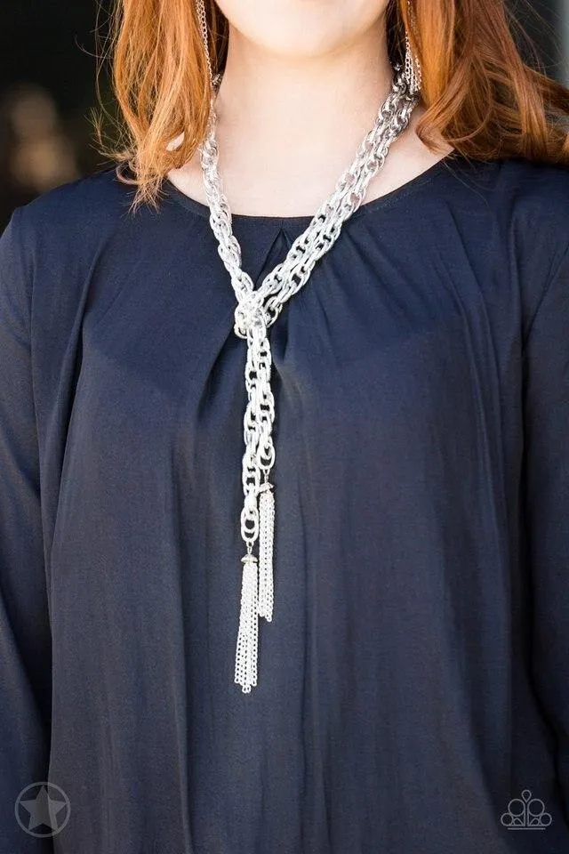 Paparazzi Necklace Blockbuster - SCARFed for Attention - Silver