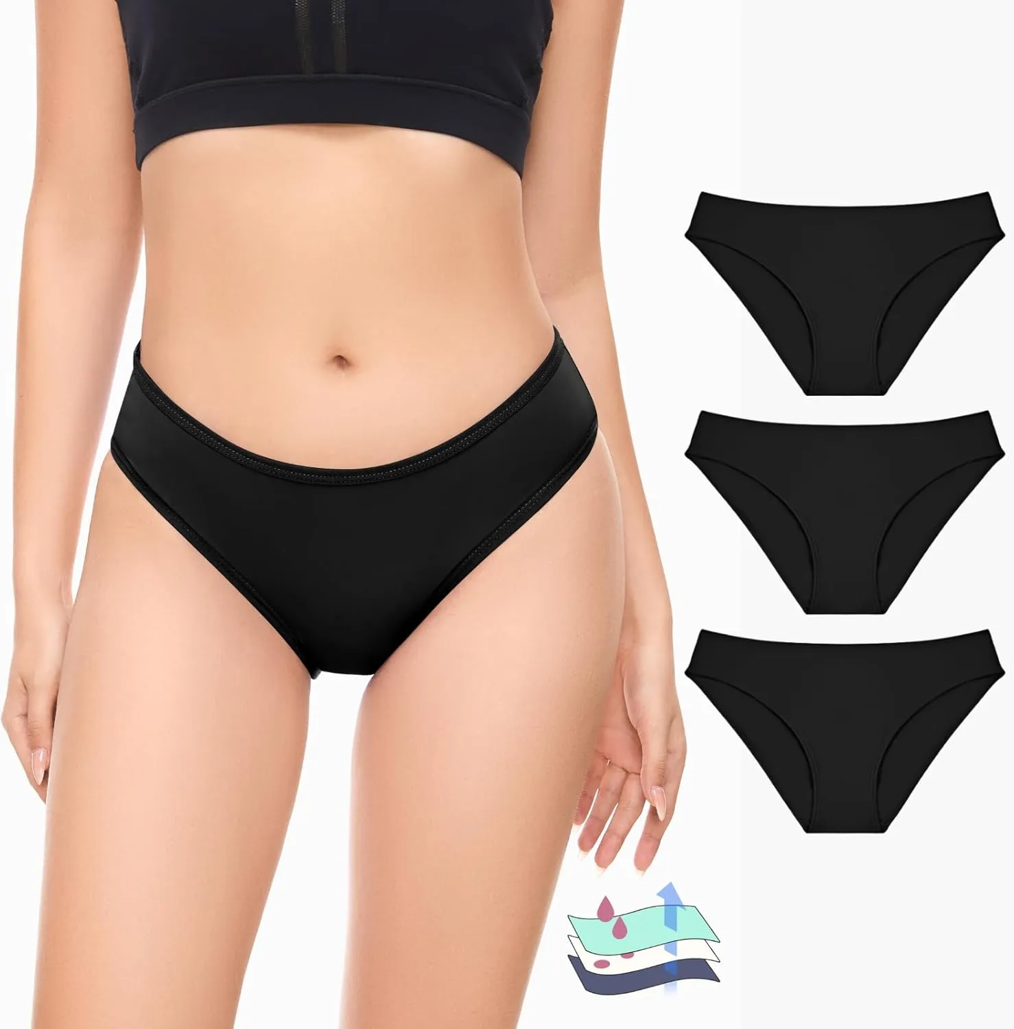 Period Swimwear Leakproof Swim Bikini Bottom Menstrual Swimsuit Waterproof UPF 50  Bathing Suit for Teens Girl Women