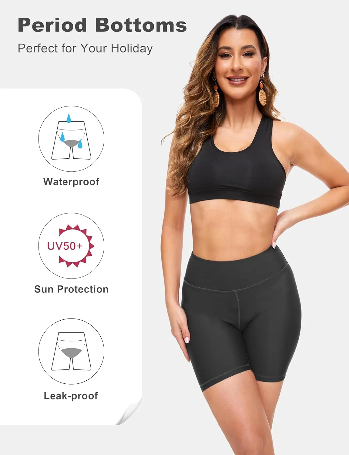 Period Swimwear Menstrual Bikini Bottoms Leakproof Swim Shorts Waterproof Swimsuit for Teens Girls Women