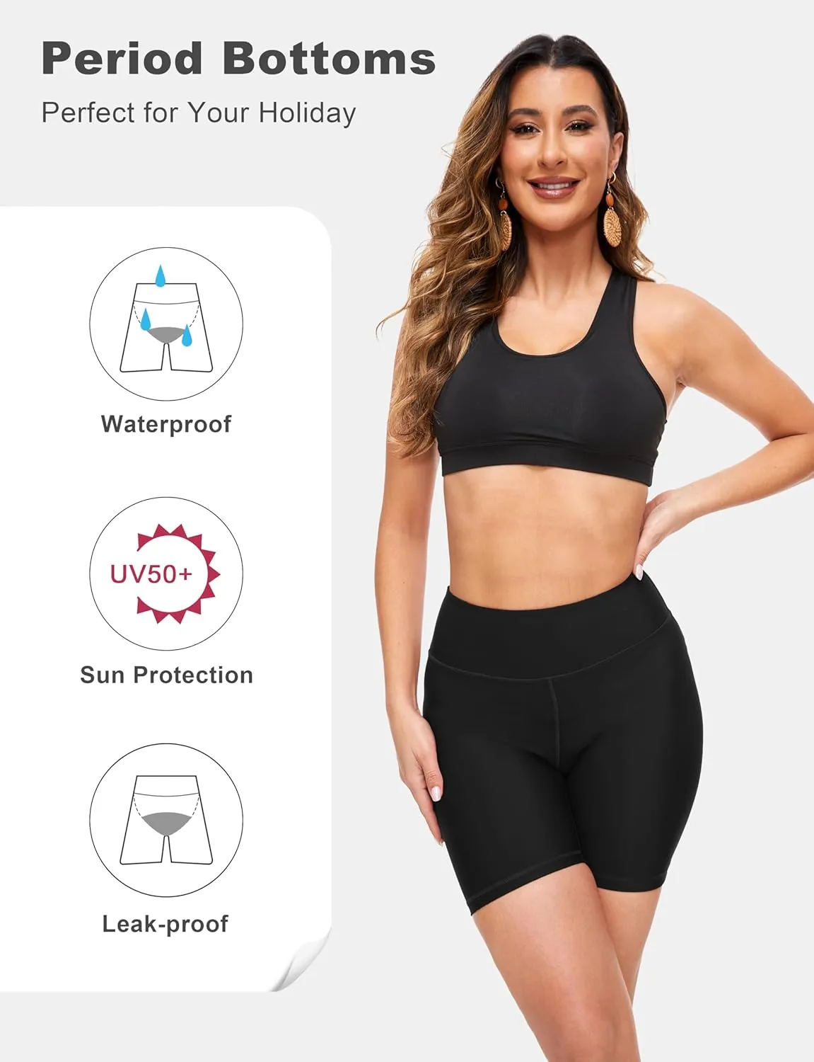 Period Swimwear Menstrual Bikini Bottoms Leakproof Swim Shorts Waterproof Swimsuit for Teens Girls Women