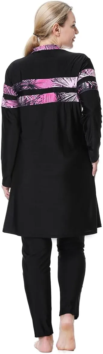 Plus Size Muslim Swimsuits for Women Rash Guard Swimwear Top Pants with Hijab/Cap