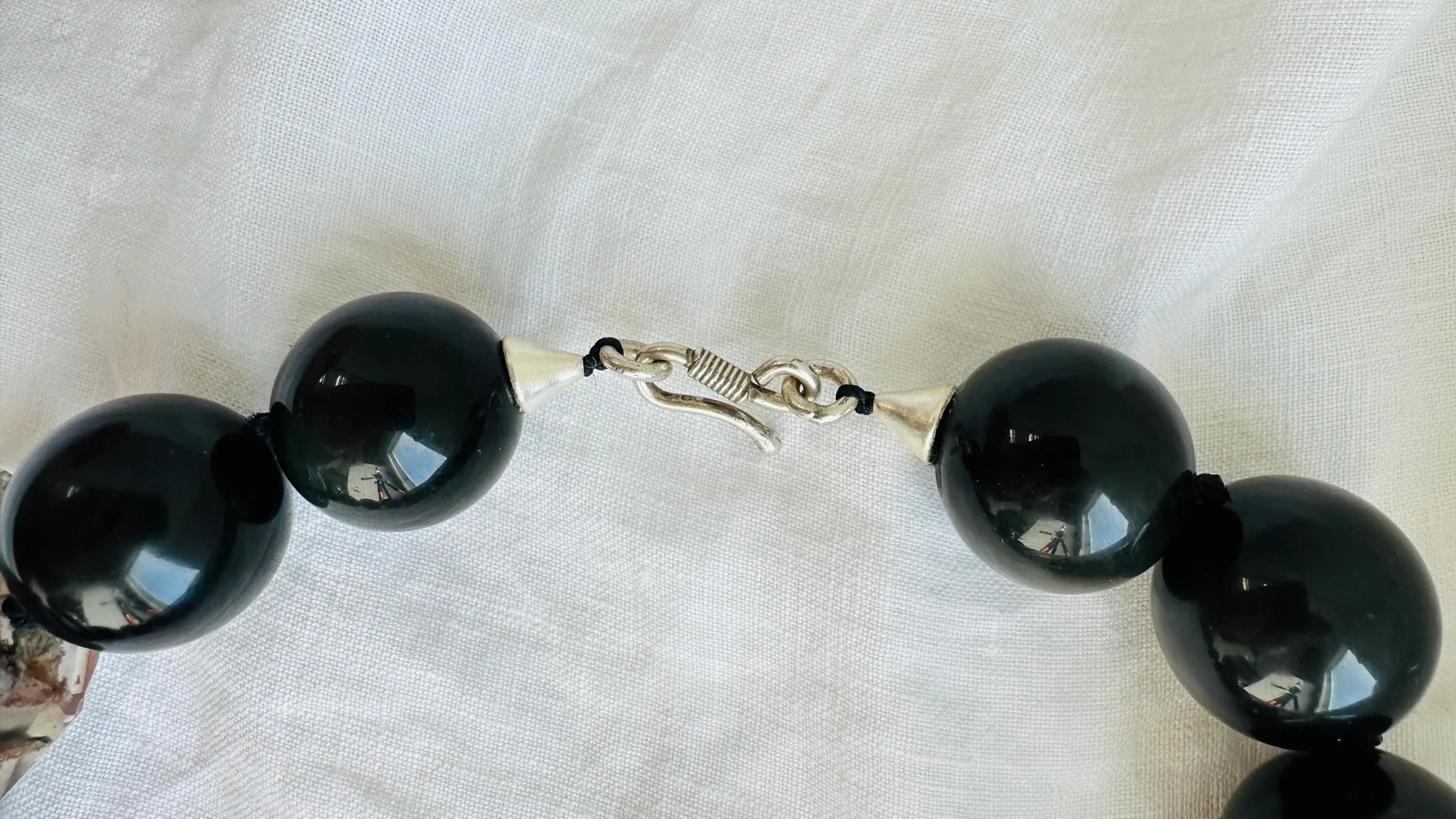 Rainbow Obsidian and Garden Quartz Necklace. Handmade Designer Beaded Necklace.