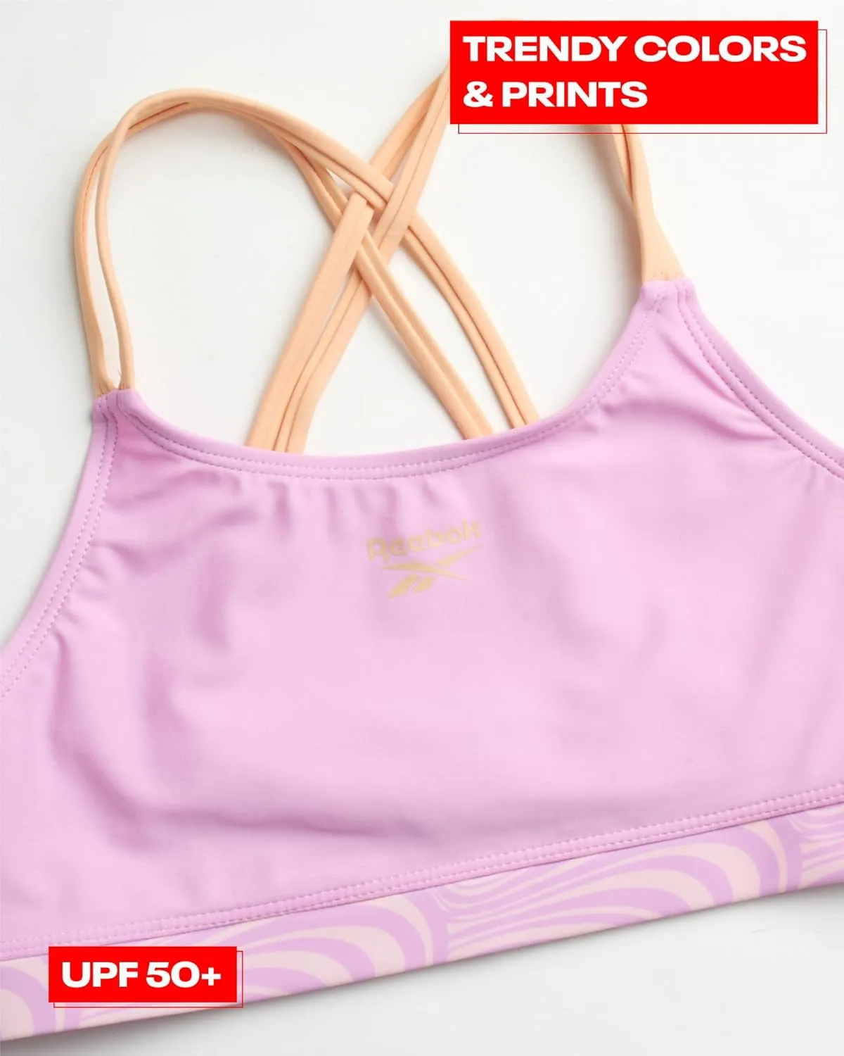 Reebok Girls' Rash Guard Set - 3 Piece UPF 50  Long Sleeve Swim Shirt with Bikini Swimsuit - Swimwear Set for Girls (4-16)