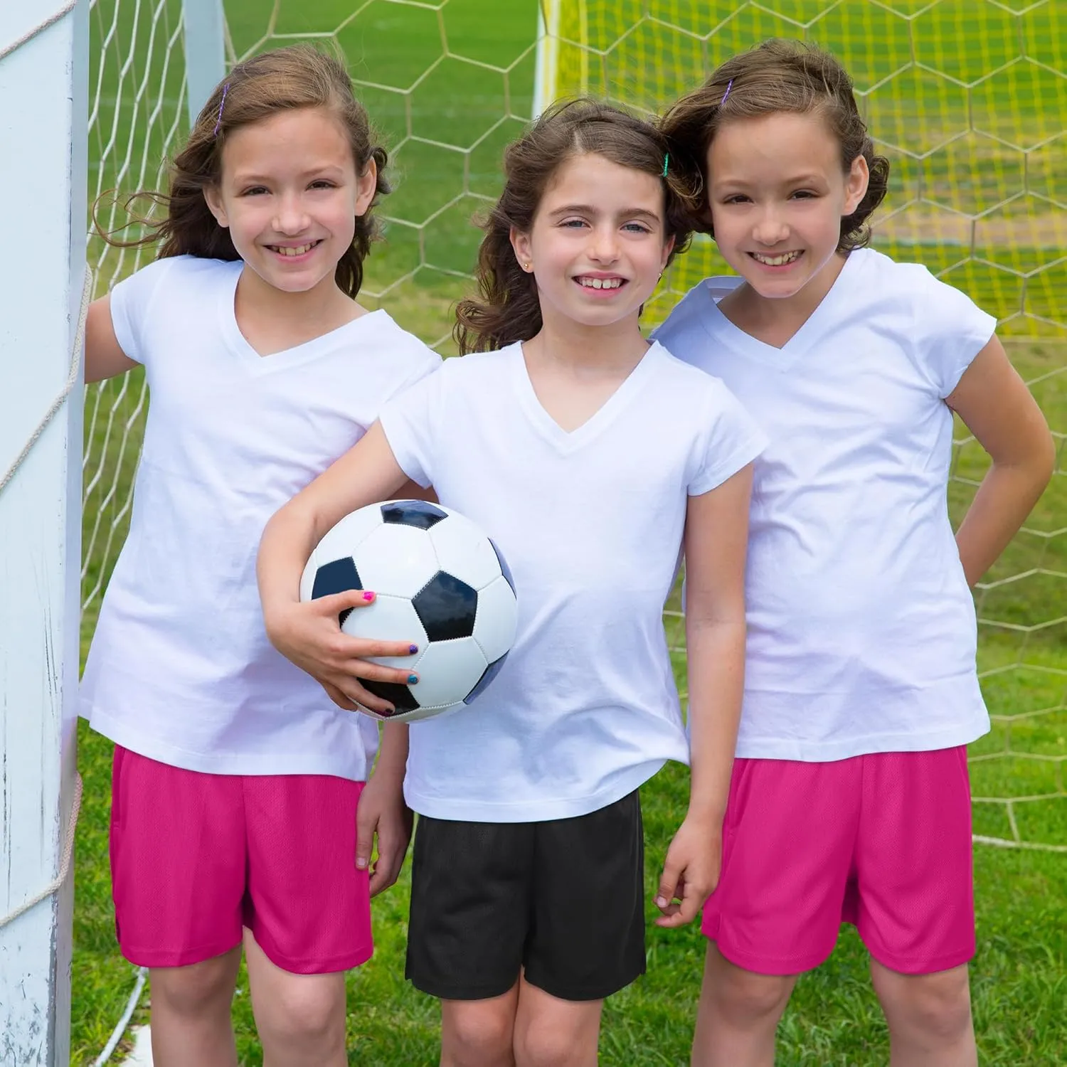 Resinta 5 Pack Youth Girls Mesh Athletic Shorts Quick Dry Basketball Soccer Running Gym Shorts with Drawstring Pocket