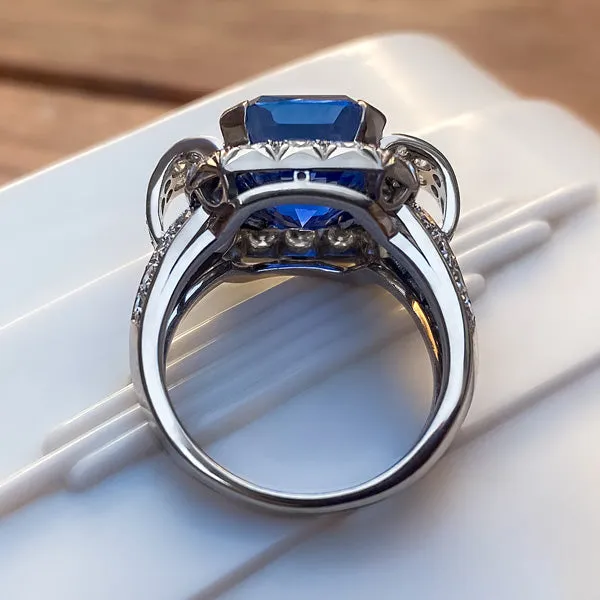 Retro Sapphire 10.38ct(no heat) & Diamond Ring