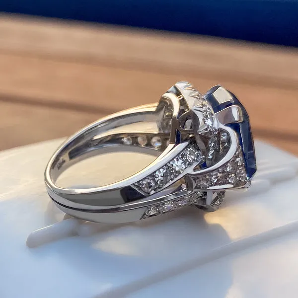 Retro Sapphire 10.38ct(no heat) & Diamond Ring