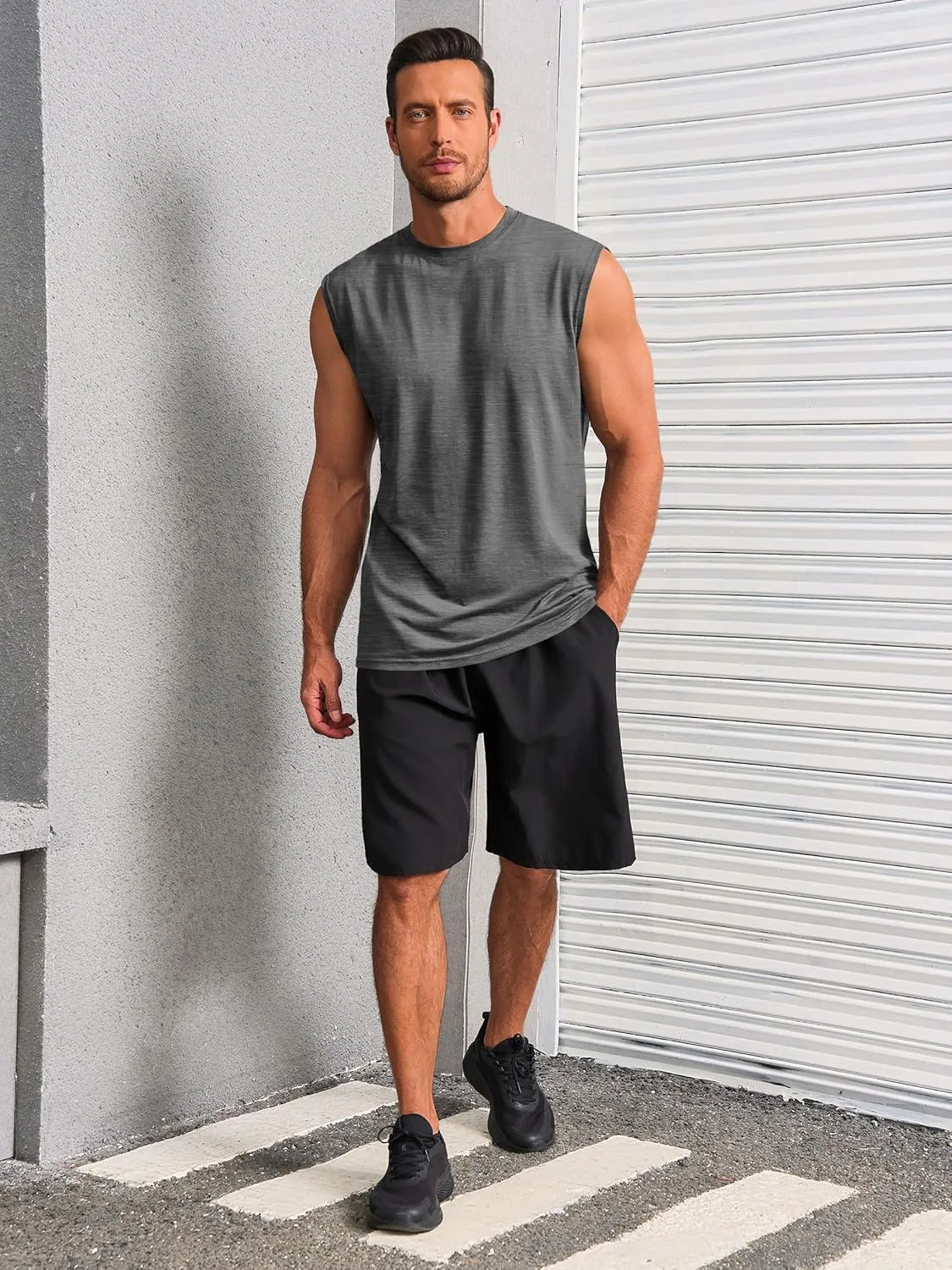 Runcati Mens Workout Tank Tops Sleeveless Muscle Cut Off Shirt Athletic Gym T Shirts