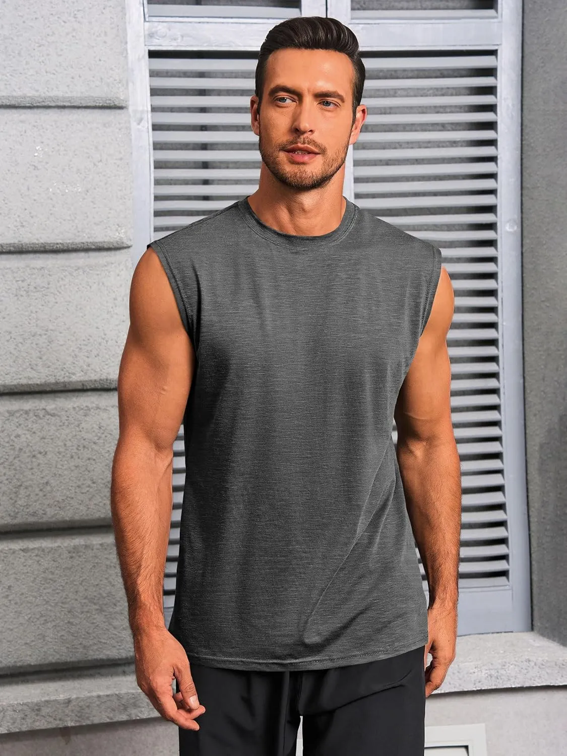 Runcati Mens Workout Tank Tops Sleeveless Muscle Cut Off Shirt Athletic Gym T Shirts