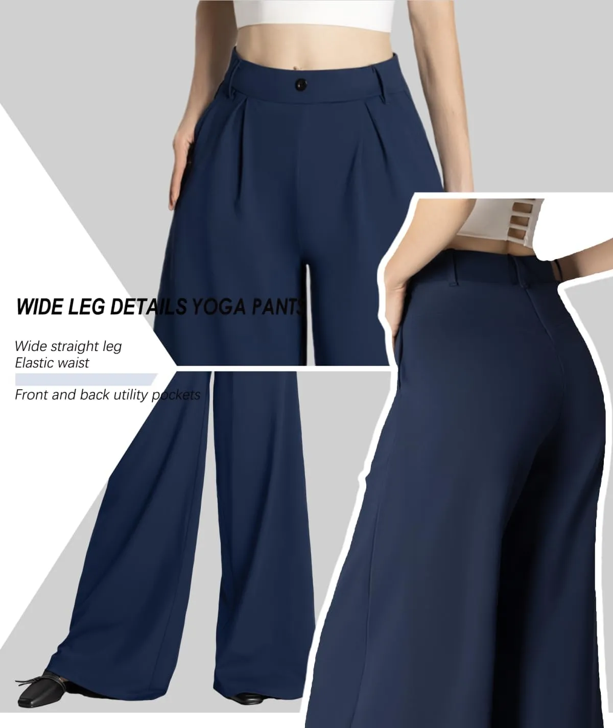 Safort Women's Wide Leg Pants Stretch Dress Pants Loose Leg Palazzo Trousers 28''/31''/34'' for Office Work Business