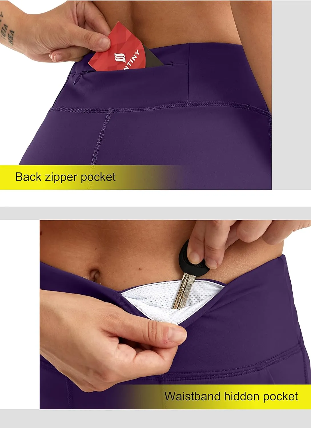 SANTINY Women's 6'' Athletic Long Shorts with 4 Pockets High Waisted Bermuda Shorts for Women Walking Running Casual