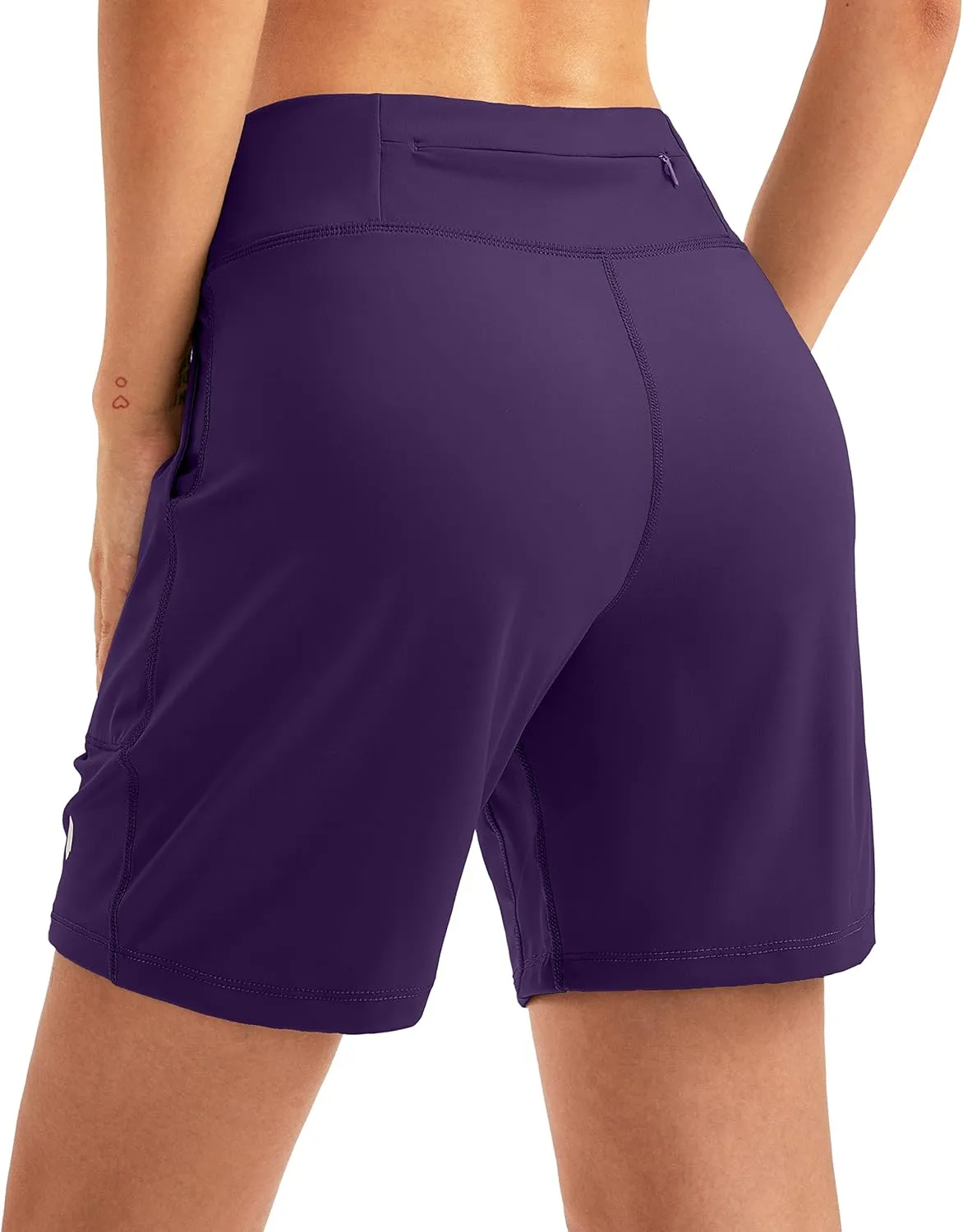 SANTINY Women's 6'' Athletic Long Shorts with 4 Pockets High Waisted Bermuda Shorts for Women Walking Running Casual