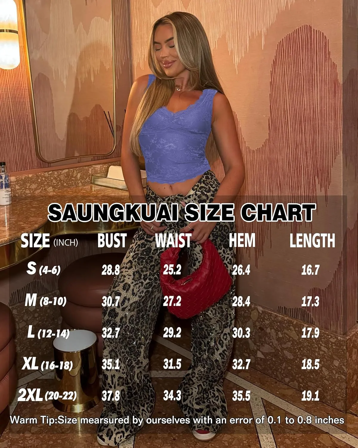 SAUNGKUAI Lace Going Out Tops for Women: V Neck Sleeveless Double Lined Y2K Tank Top Summer Outfits