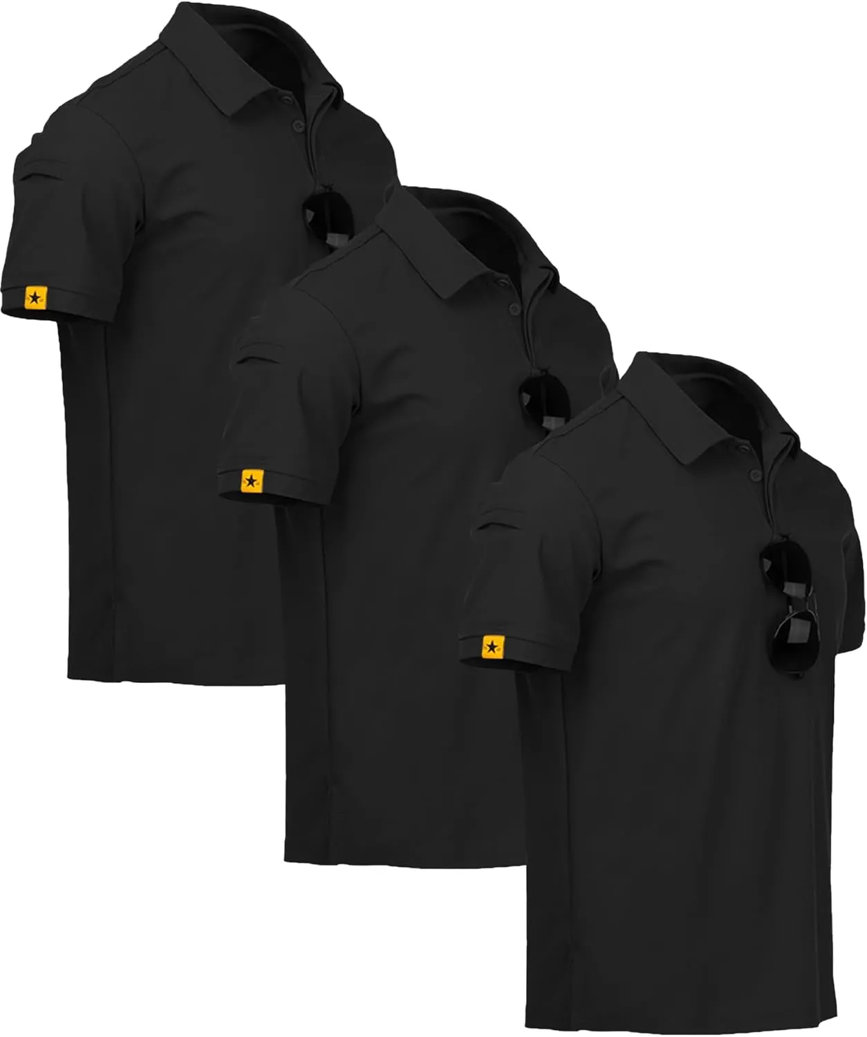 SCODI 3 Pack Mens Polo Shirts Short Sleeve Tactical Shirts Performance Athletic Moisture Wicking Golf Shirt for Men