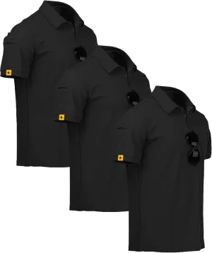 SCODI 3 Pack Mens Polo Shirts Short Sleeve Tactical Shirts Performance Athletic Moisture Wicking Golf Shirt for Men