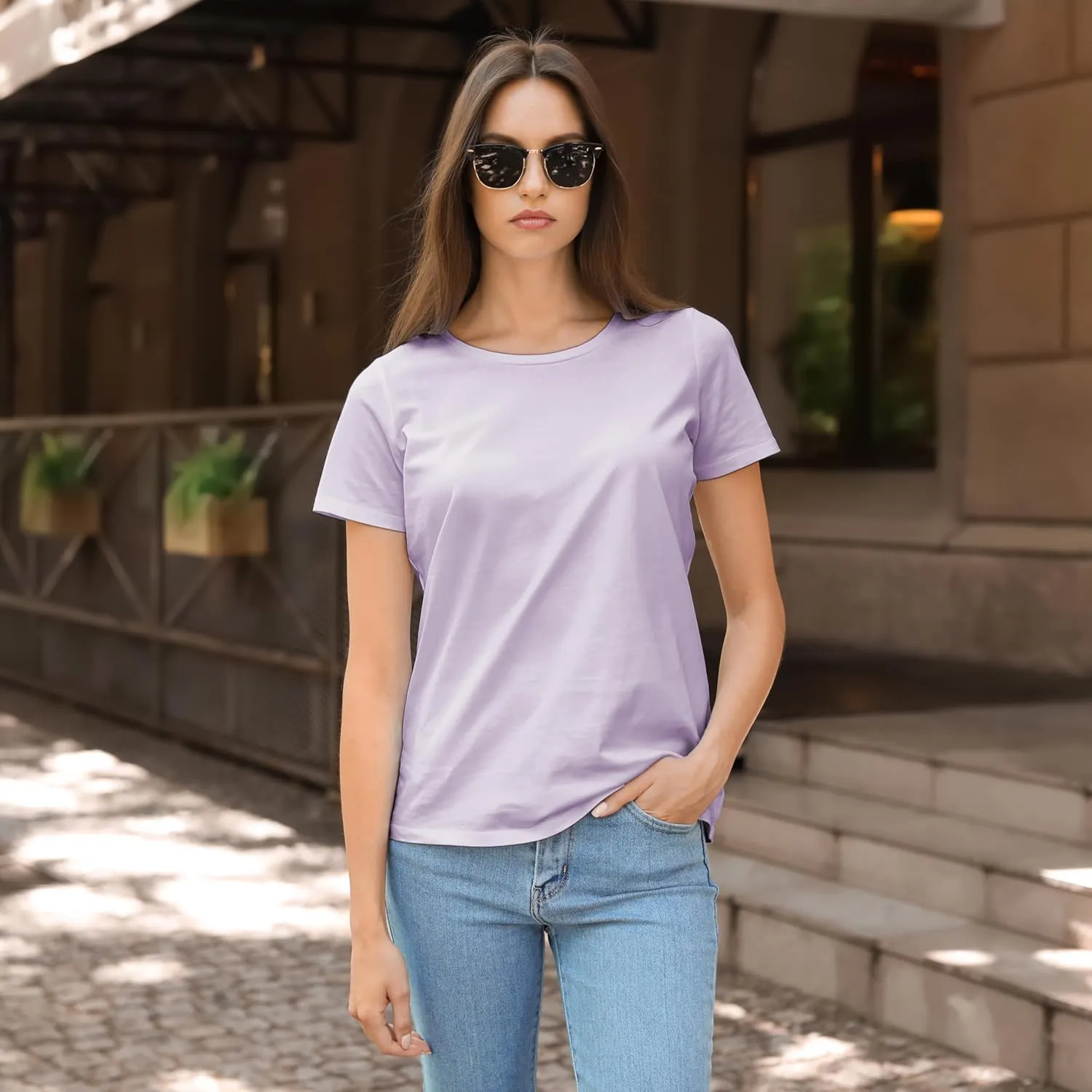 Sexy Basics Women's Cotton Stretch Color T Shirts | Casual & Active Basic Tops | Multi Packs