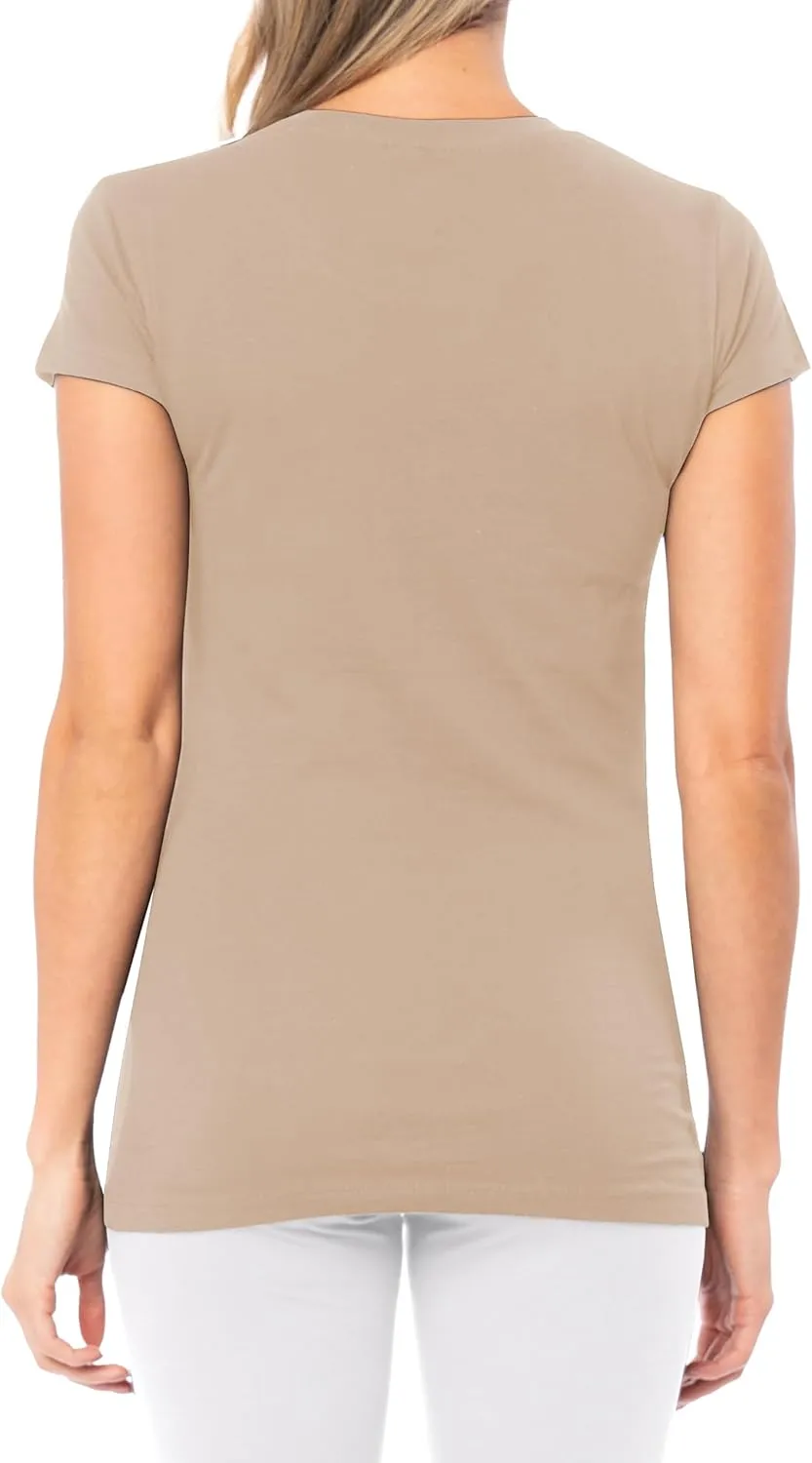 Sexy Basics Women's Cotton Stretch Color T Shirts | Casual & Active Basic Tops | Multi Packs