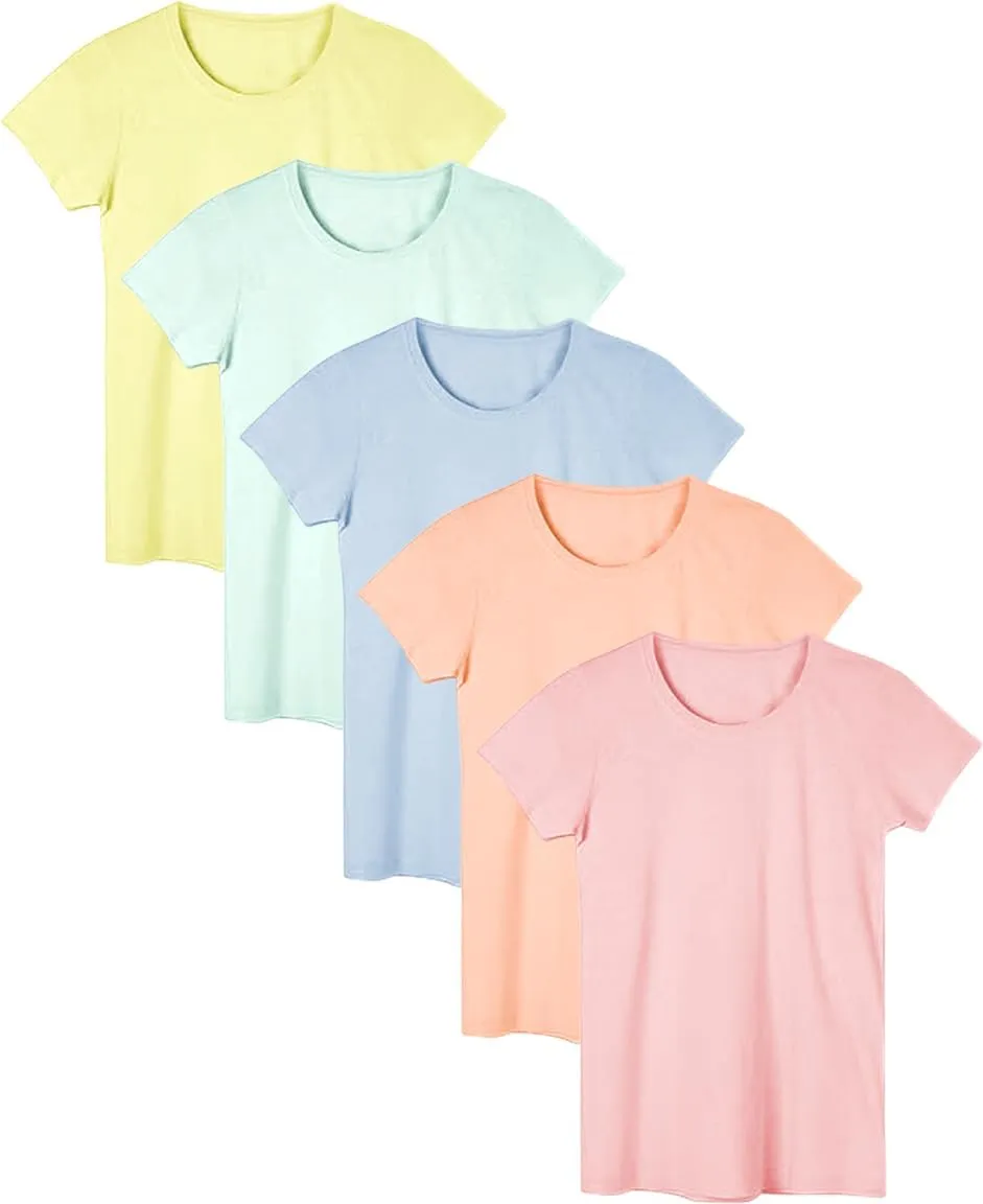 Sexy Basics Women's Cotton Stretch Color T Shirts | Casual & Active Basic Tops | Multi Packs