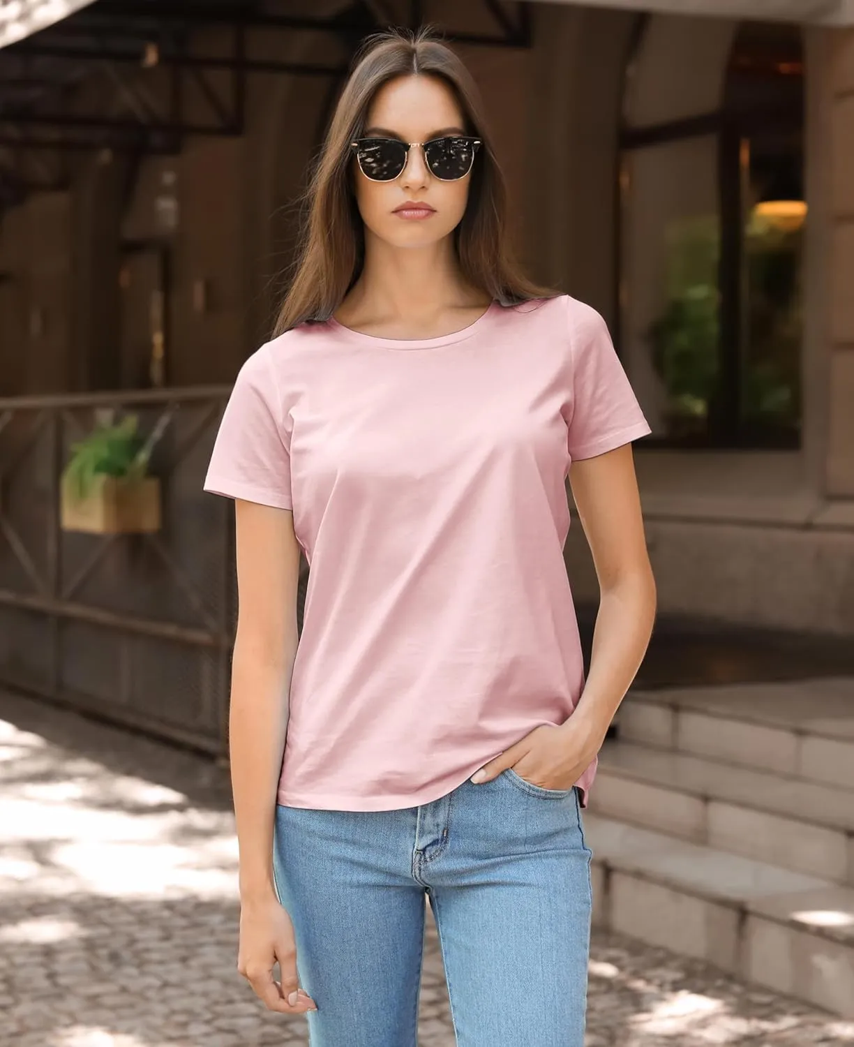 Sexy Basics Women's Cotton Stretch Color T Shirts | Casual & Active Basic Tops | Multi Packs