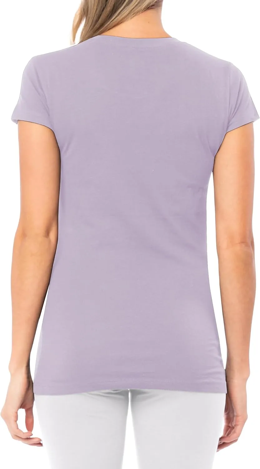 Sexy Basics Women's Cotton Stretch Color T Shirts | Casual & Active Basic Tops | Multi Packs