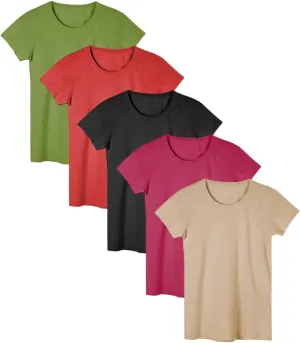 Sexy Basics Women's Cotton Stretch Color T Shirts | Casual & Active Basic Tops | Multi Packs