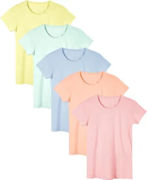 Sexy Basics Women's Cotton Stretch Color T Shirts | Casual & Active Basic Tops | Multi Packs